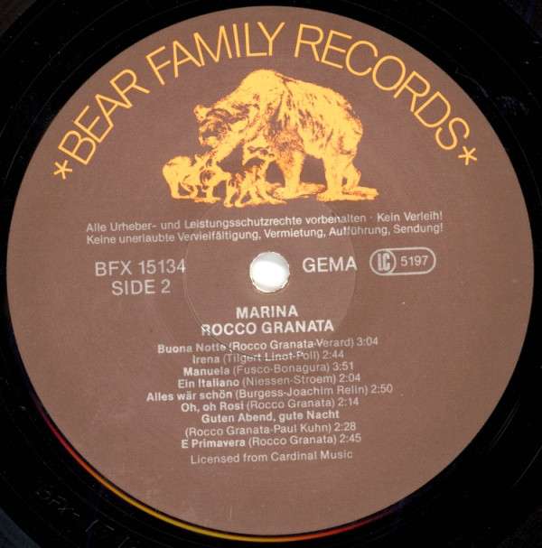 Rocco Granata LP: Marina (LP) - Bear Family Records