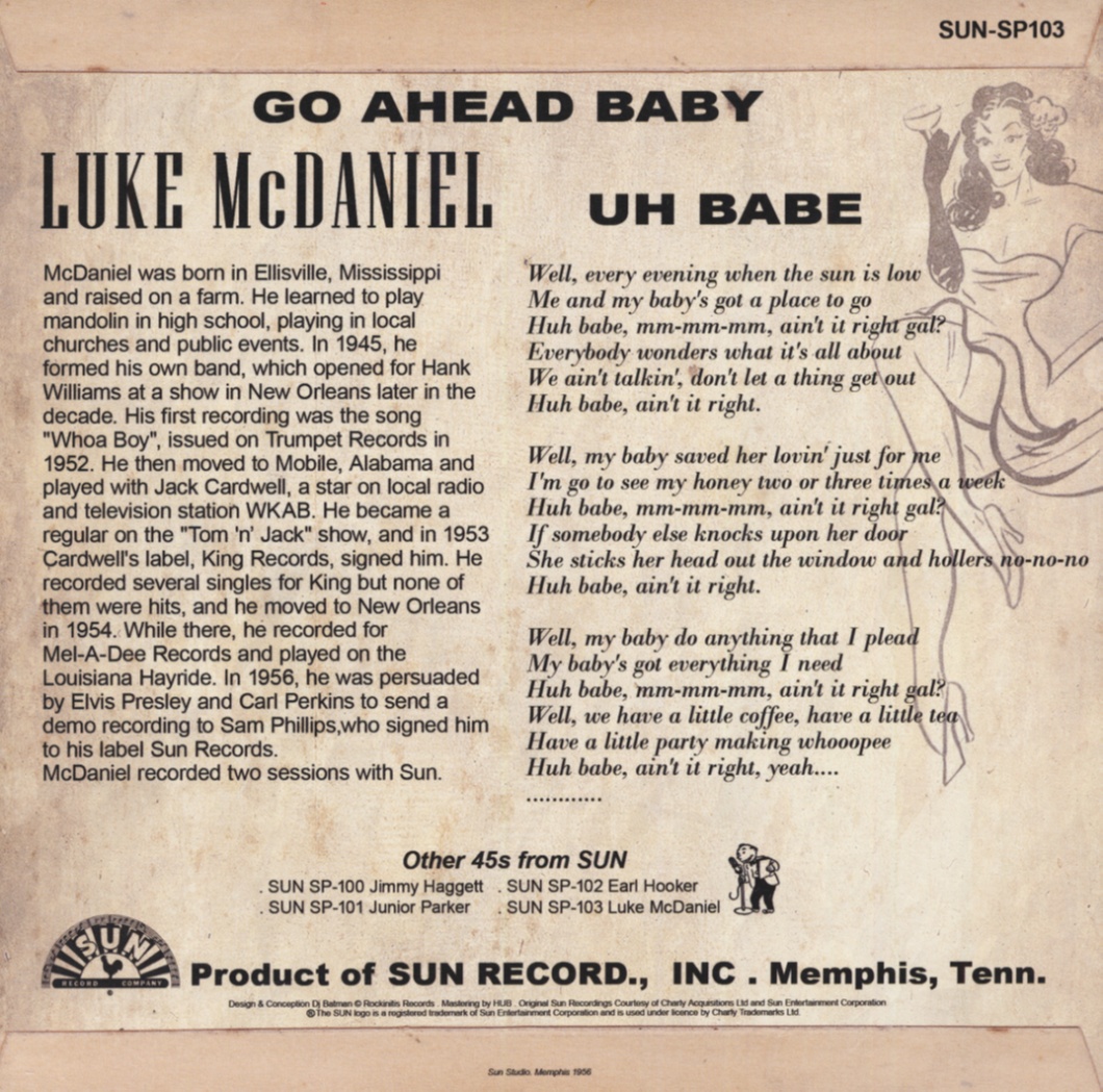 Luke Mcdaniel 7inch Go Ahead Baby Uh Baby 7inch 45rpm