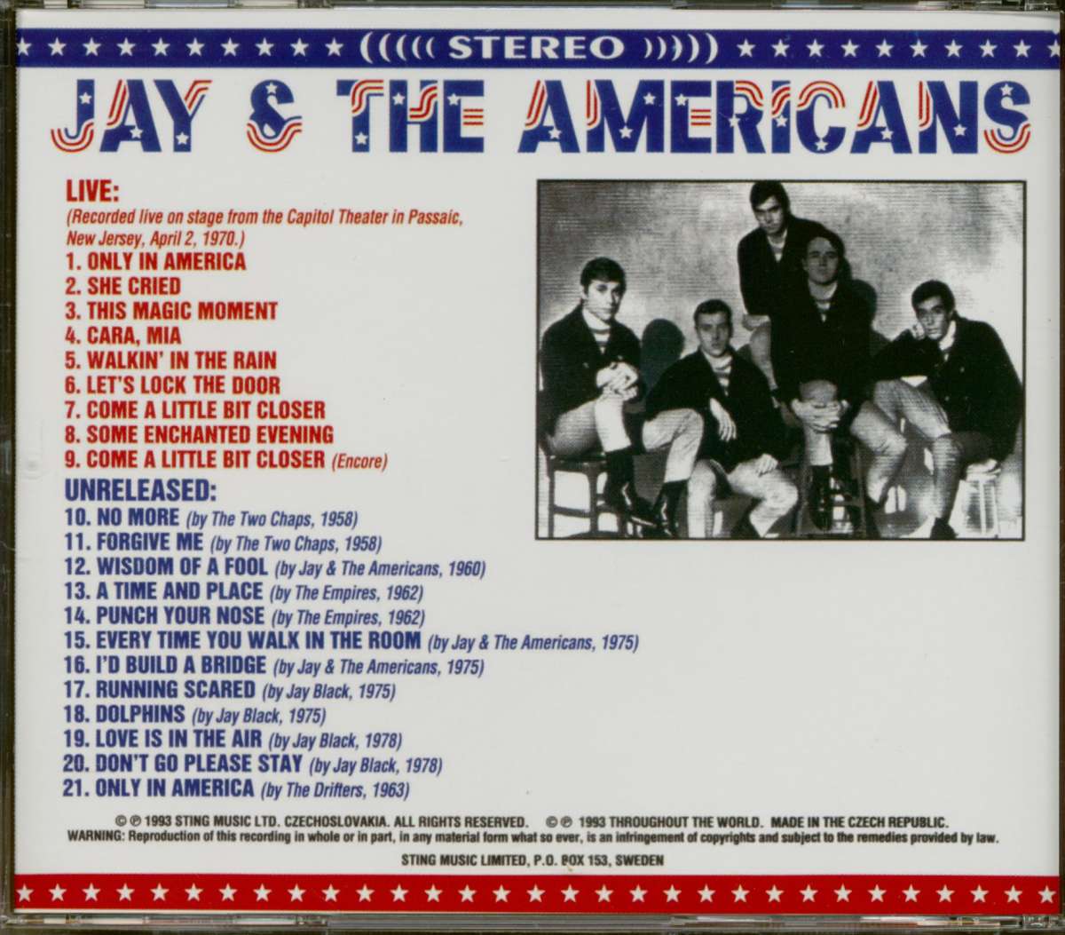 Jay & The Americans CD: Live & Unreleased (CD) - Bear Family Records