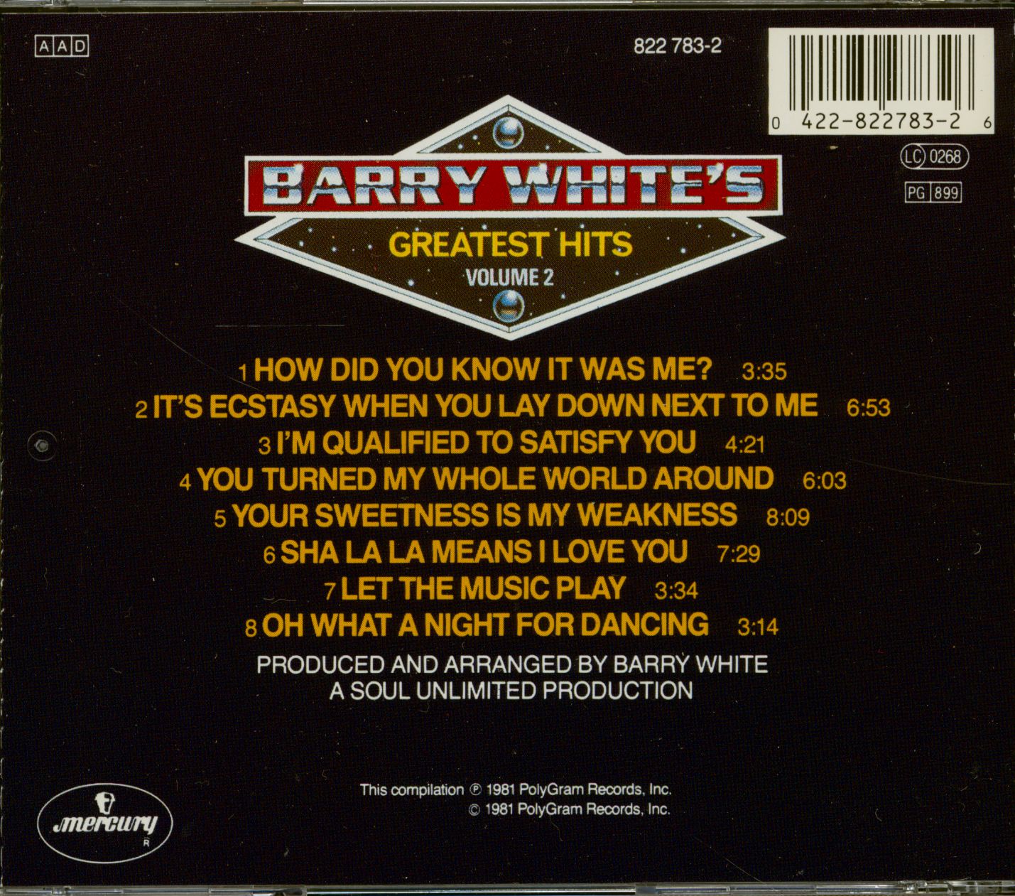 Barry White CD: Barry White's Greatest Hits Vol. 2 (CD) - Bear Family ...