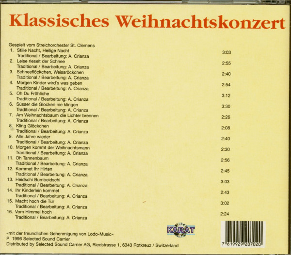 Various CD: Klassisches Weihnachtskonzert (CD) - Bear Family Records